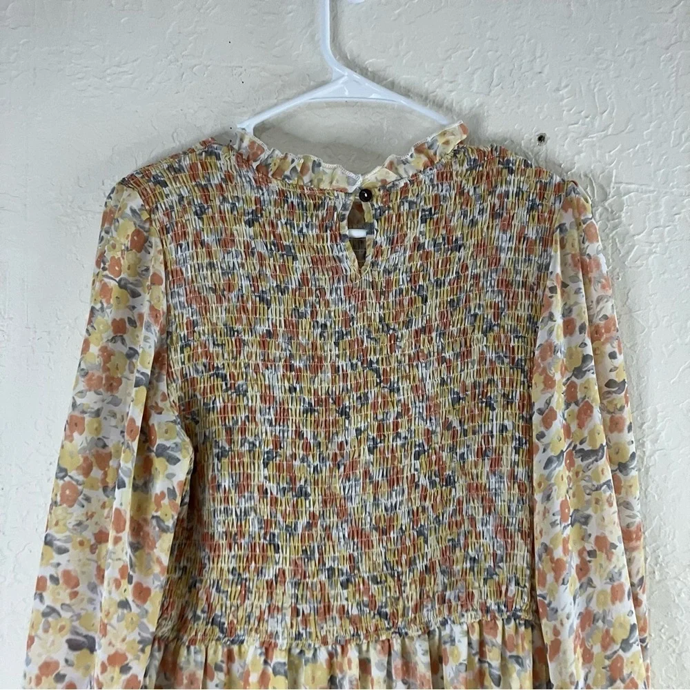 EUC, Petal & Pup Yellow Pleated Mini Dress Mock Neck,SZ 10 - Picture 10 of 14